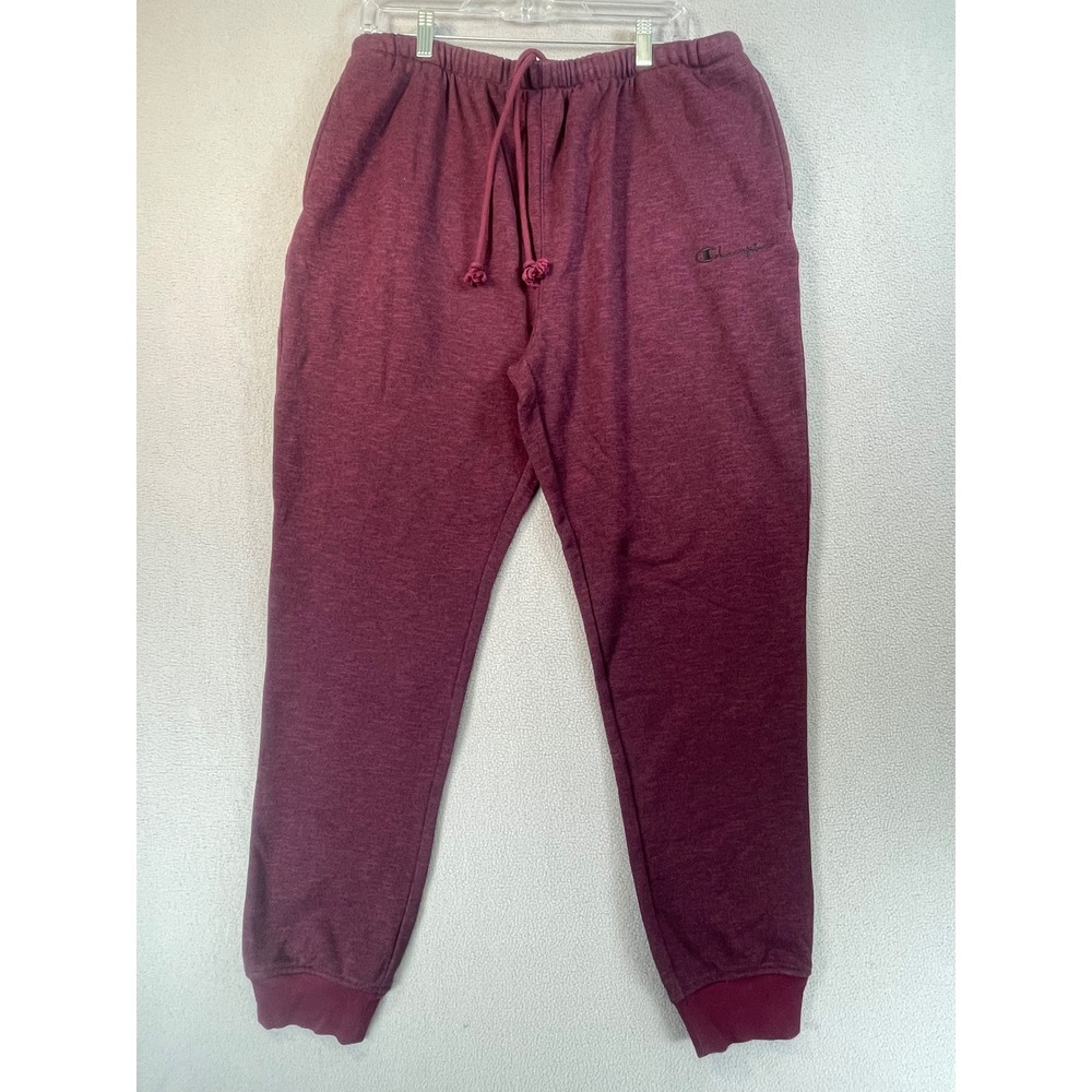 Champion Sweatpants Mens Large Burgundy WL999 Joggers Heathered Drawstring